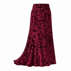The Pyramid Collection Renaissance Embossed Velvet Skirt Burgundy 3X NEW